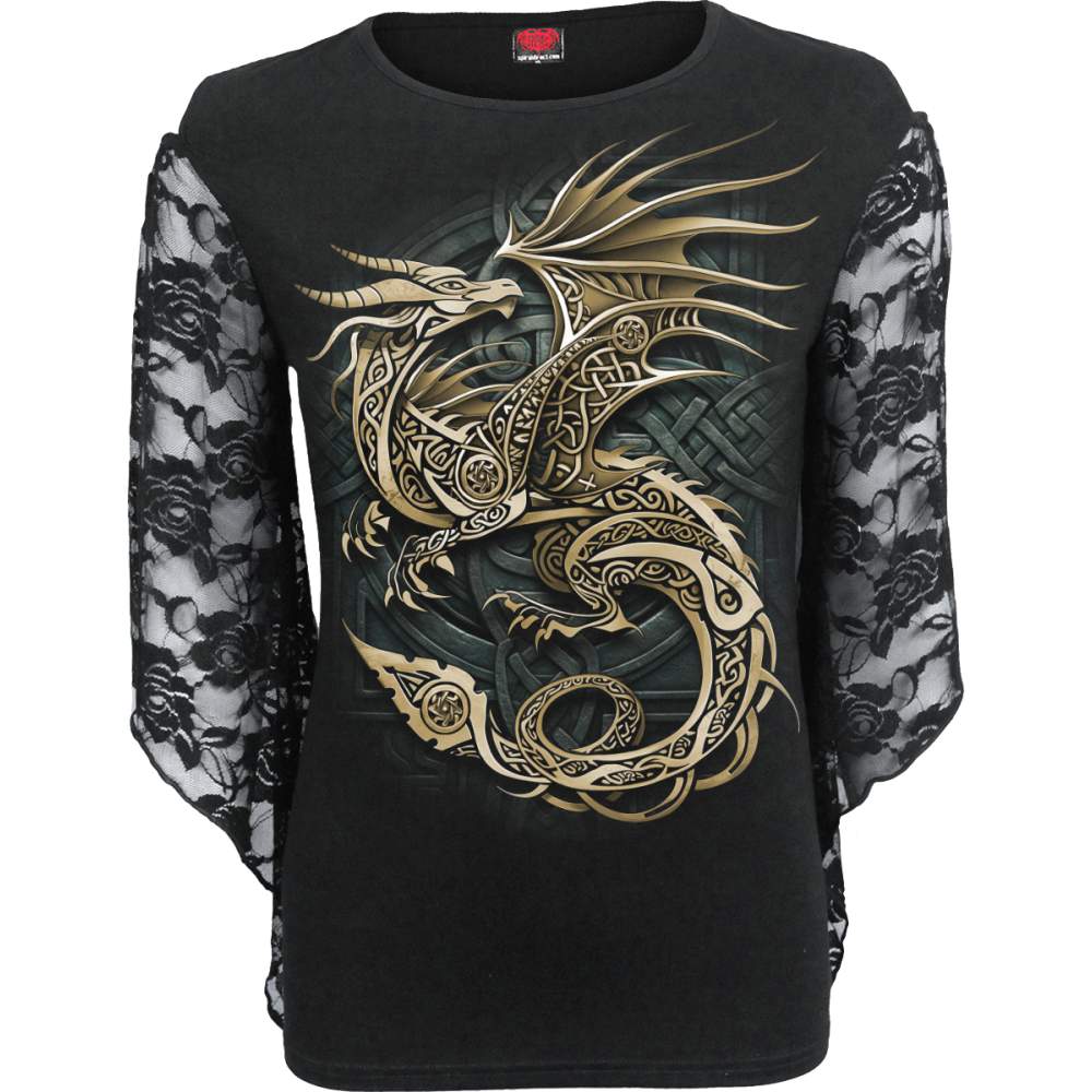 Spiral - Celtic Dragon Top à manches longues - Multicolore